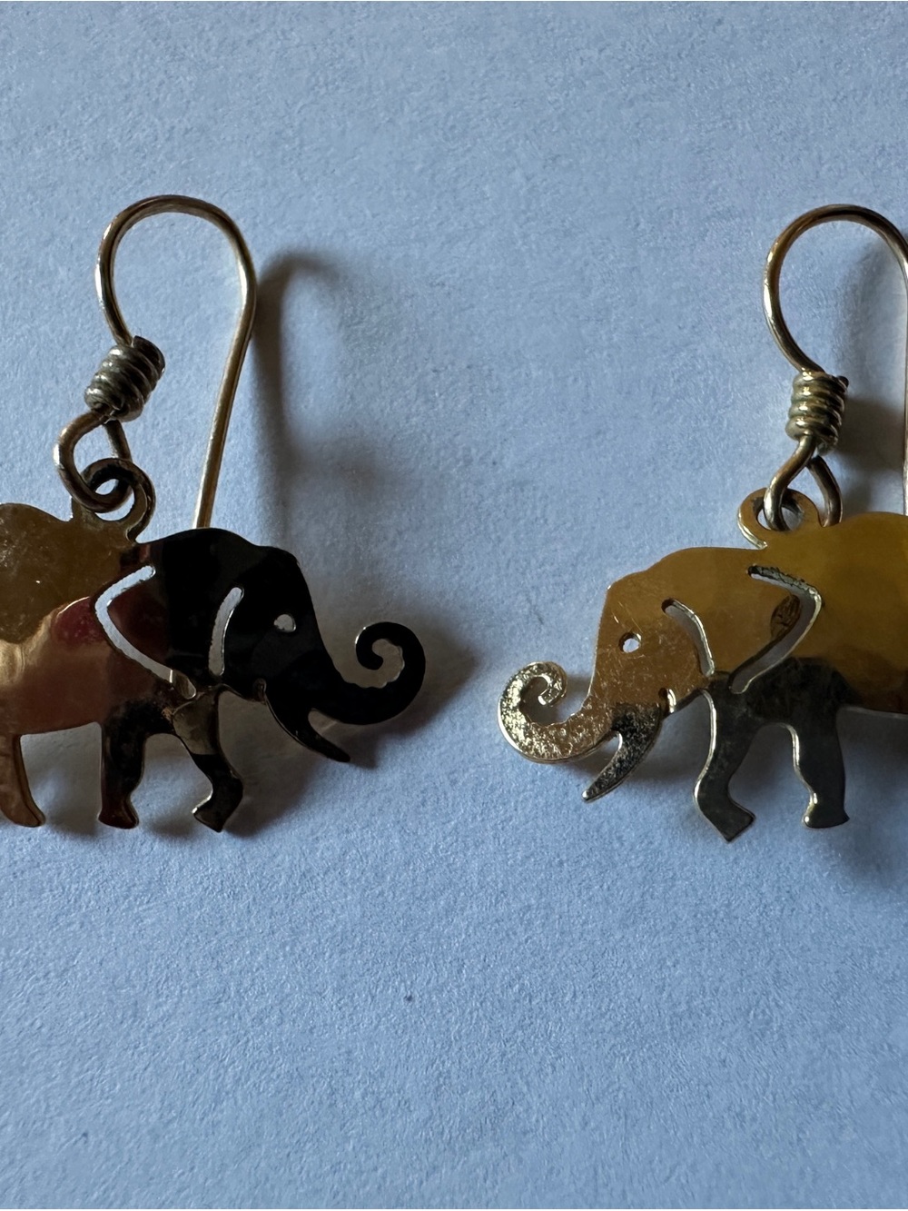 Vintage Gold Wild Bryde Elephant Dangle Earrings